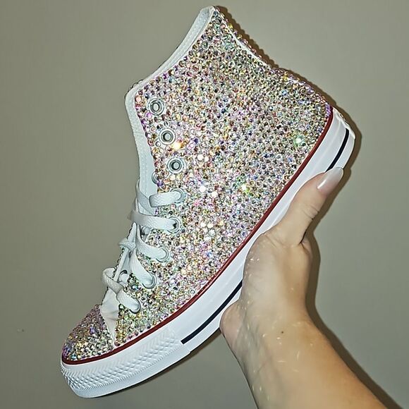 Bling Converse Shoes AB Rhinestones SIZE 9.5 - Picture 14 of 15